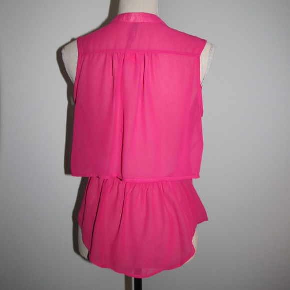 Paper Crane Pink Sheer Sleeveless Button Down - Picture 1 of 4